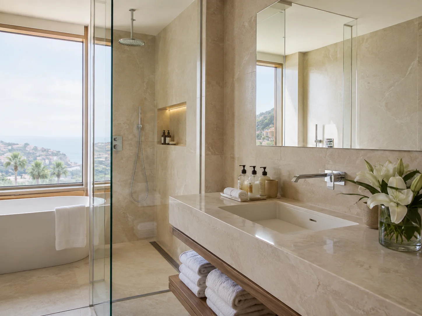 Gepflegtes Badezimmer einer hochwertigen Ferienimmobilie auf Madeira