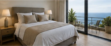 Bedroom prepared for an owner returning to a Madeira property