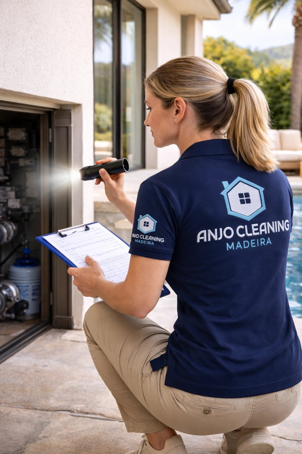 Collaboratrice contrôlant l’intérieur d’une propriété haut de gamme